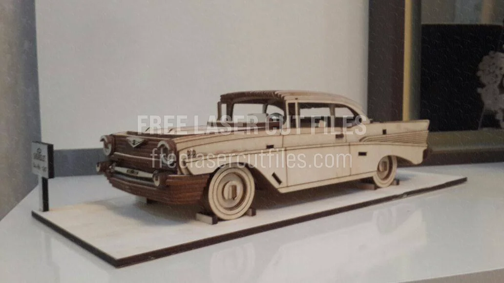 1957 Vintage Car Vector for CNC Laser Cutting Projects