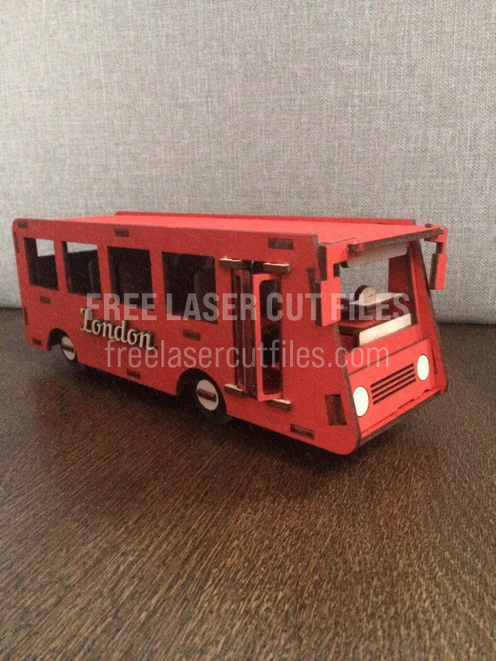 Vintage Bus 4mm Laser-Cut Template — Free Vector for Wood