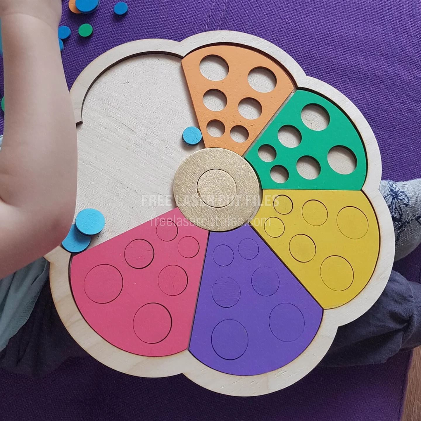 Laser Cut Color Sorting Circle Puzzle for Toddlers
