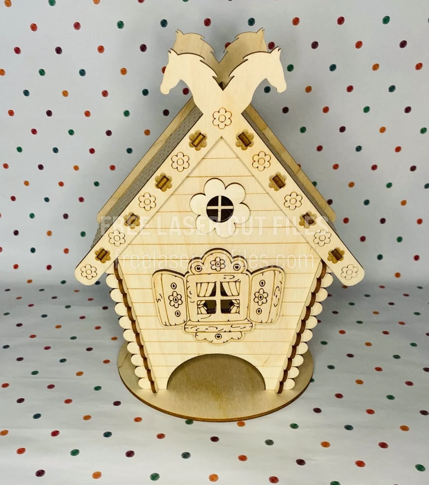 Laser-Cut Tea Bag Organizer in Cottage Hut Design (Free Vector)