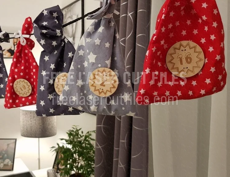Laser Cut Day Number Tags for Advent Calendar