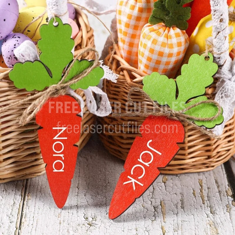 Wooden Laser-Cut Carrot Tags for Easter Baskets: DIY Name Labels