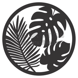 Tropical Leaves Round Laser Cut Panel, Ready to Cut