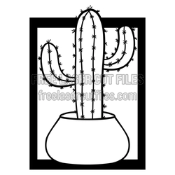 Cactus in Pot Laser Cut Wall Art, Free Download