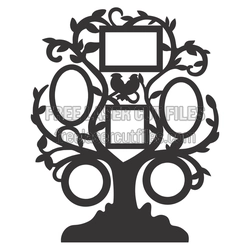 Decorative Family Photo Tree Frame Laser Cut Template