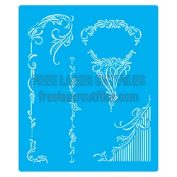 Decorative Letter F Stencil Design for Laser Cutting