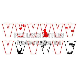 Decorative V Letter Monogram Cut File for Laser Ready Projects