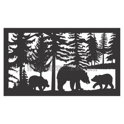 Forest Bear Silhouette Panel Laser Cut Design