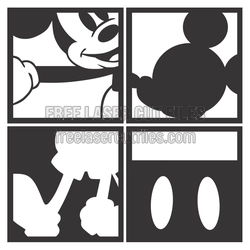 Mickey Mouse Style 4-Piece Layered Laser Cut Panel