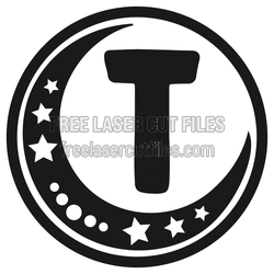 Moon Letter "T" Key Ring Laser Cut File Bundle