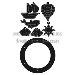 Baby Mobile Laser Cut File with Ocean and Sky Shapes