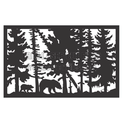 Bear Forest Silhouette Laser Cut Panel, Ready to Cut