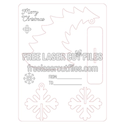Christmas Wooden Gift Card with Tree and Snowflakes