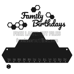 Family Birthday Calendar Laser Cut File, DIY Gift Sign