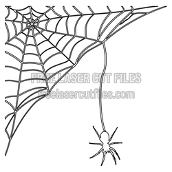 Halloween Spider Web with Hanging Spider Laser Cut File