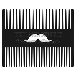 Laser Cut Beard Comb Template with Mustache Accent
