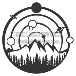 Space Landscape Round Laser Cut Wall Art Template
