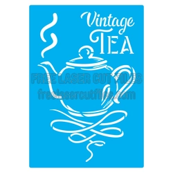 Vintage Tea Stencil Design for Laser Cutting