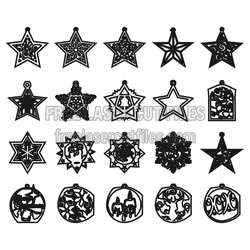 Christmas Star Ornament Bundle, Laser Cut Pendant Set