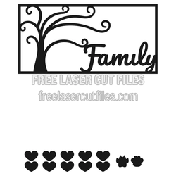 Family Tree Photo Frame Laser Cut File with Hearts