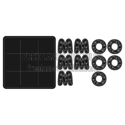 Floral Tic Tac Toe Board and Pieces Laser Cut File
