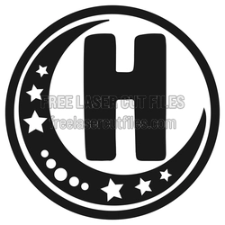 H Moon Alphabet Key Ring SVG, Ready to Cut Free Design