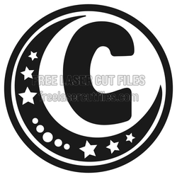 Moon Alphabet Letter "C" Key Ring Laser Cut File