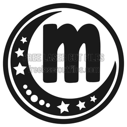 Moon and Stars Alphabet Letter "M" Key Ring Design