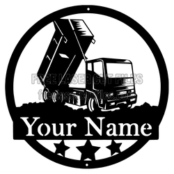 Personalized Dump Truck Laser Cut Sign with Name