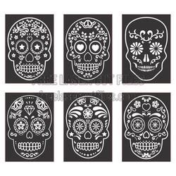 Sugar Skull Set of 4 Laser Cut Decorative Skull Designs