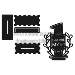 3D Number 1 Trophy Laser Cut File, Ready to Cut