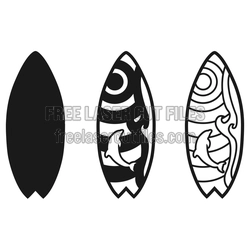 3D Surfboard Dolphin Layered Laser Cut File