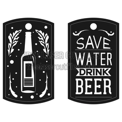 Beer Bottle Keychain Tag with Save Water Drink Beer Design