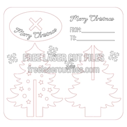 Christmas Wooden Card with Tree and Merry Christmas Text