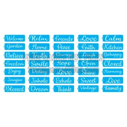 Script Word Stencil Tag Set for Laser Cutting