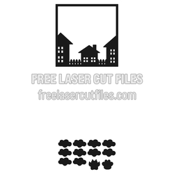 Village Pop-Up Card Template, Free Laser Cut File