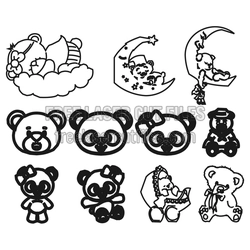 Baby Bear and Moon Laser Cut Bundle, Cute Nursery Decor