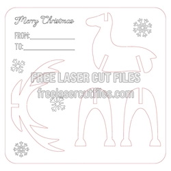 Christmas Reindeer Wooden Card Laser Cut Template