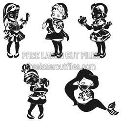 Cute Little Girls Character Set Laser Cut Files