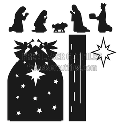 Nativity Scene Laser Cut Set with Star and Angels