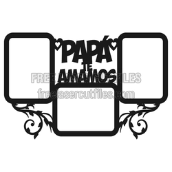 Papa de los Abuelos Triple Photo Frame Laser Cut File