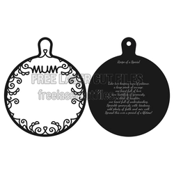Recipe of a Special Mom Ornament Laser Cut File