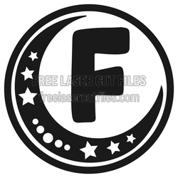 Decorative Moon Alphabet Letter "F" Key Ring Design