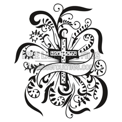 Easter Cross with Floral Flourish, Ready to Cut Decor