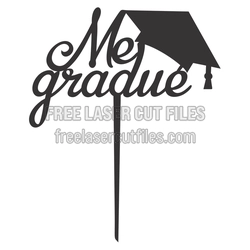 Graduation Cake Topper with Cap, Laser Ready Free Design
