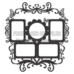 Ornate Multi-Photo Collage Frame Laser Cut File