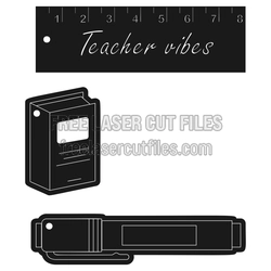 Teacher Vibes Keychain Laser Cut File, Ready to Cut