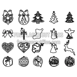 Christmas Ornament Pendant Set, Laser Ready Cut Files