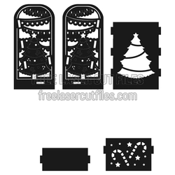 Christmas Tree Layered Business Card Stand, Laser Ready