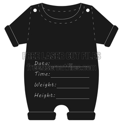 Newborn Baby Onesie Birth Announcement Laser Cut Template